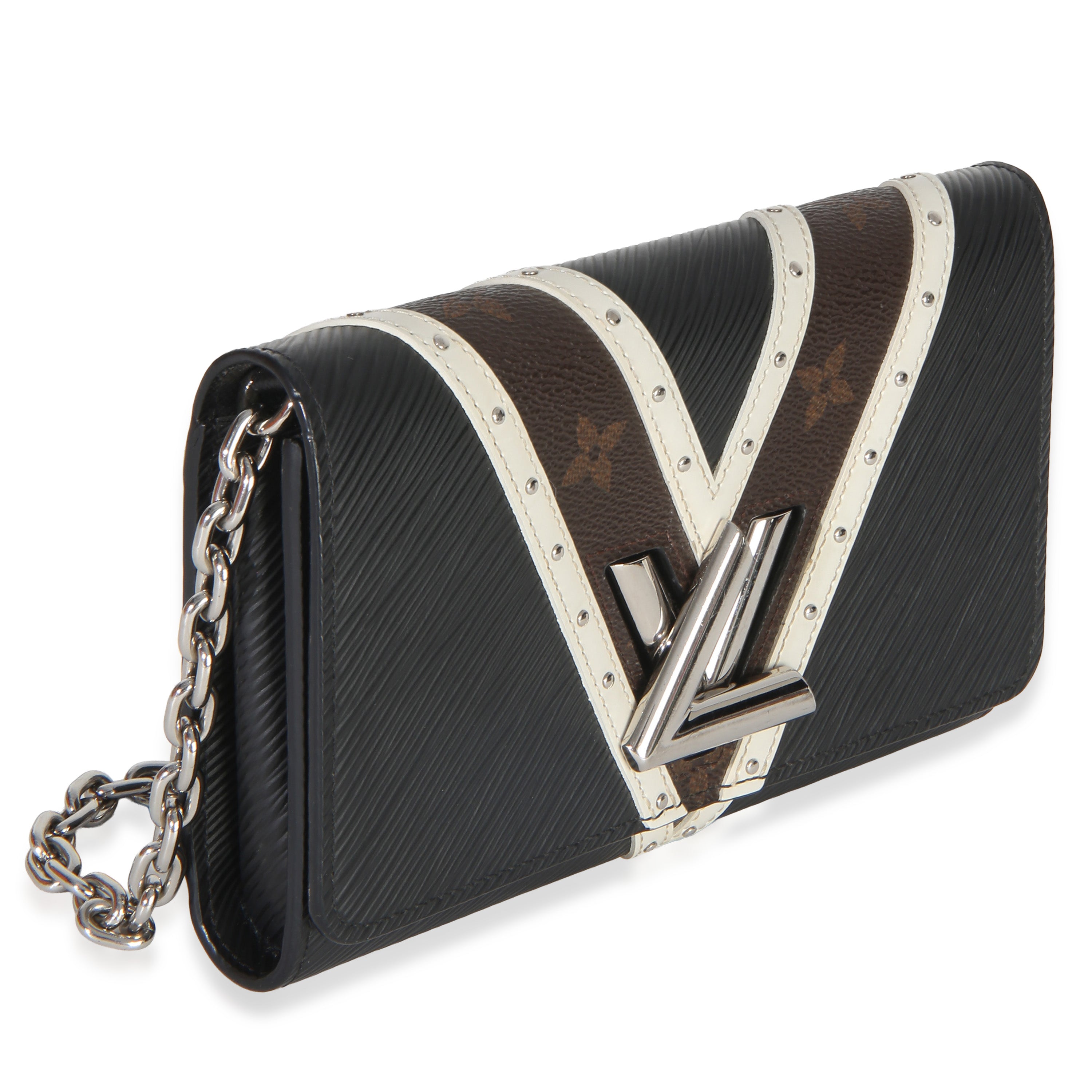 Black White V Monogram Canvas Twist Wallet on Chain