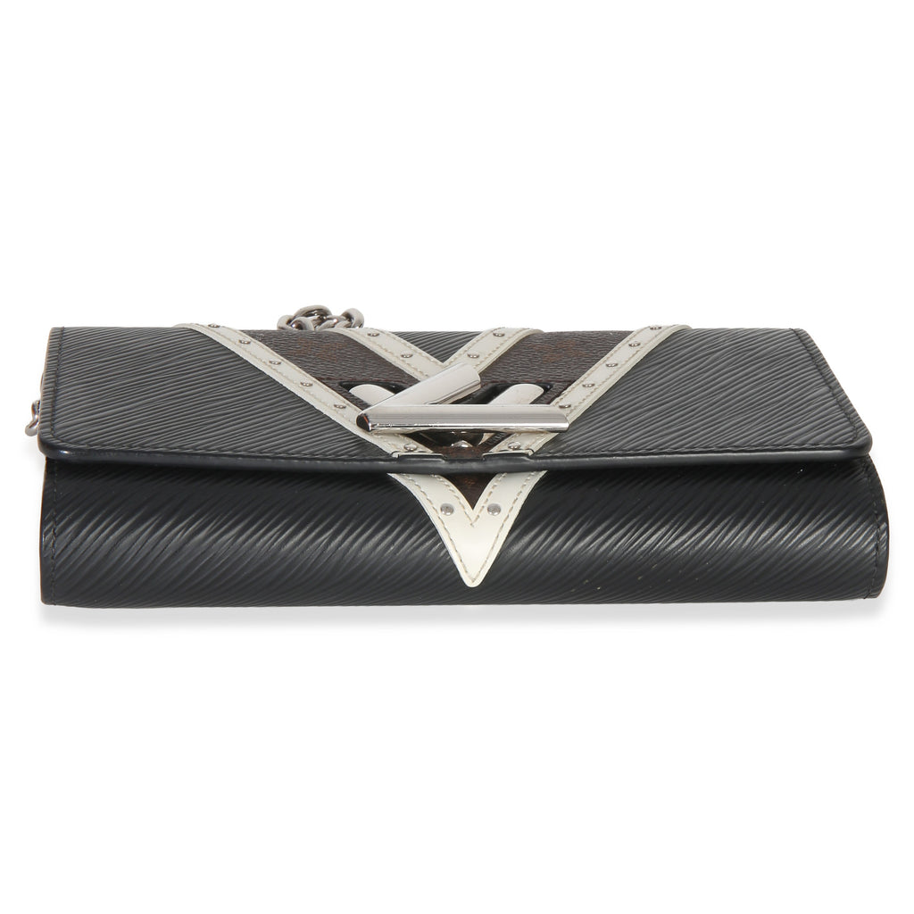 Black White V Monogram Canvas Twist Wallet on Chain