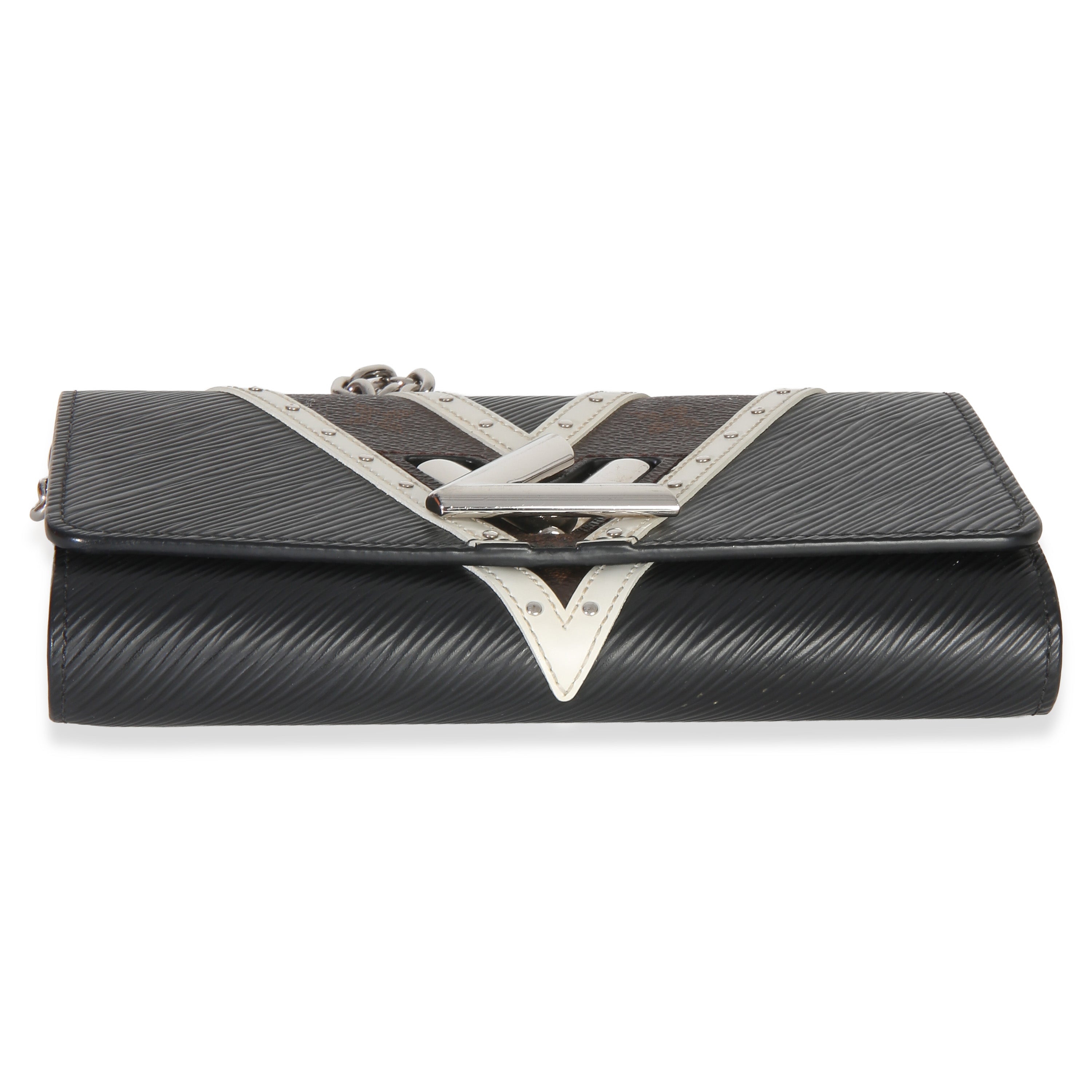 Black White V Monogram Canvas Twist Wallet on Chain