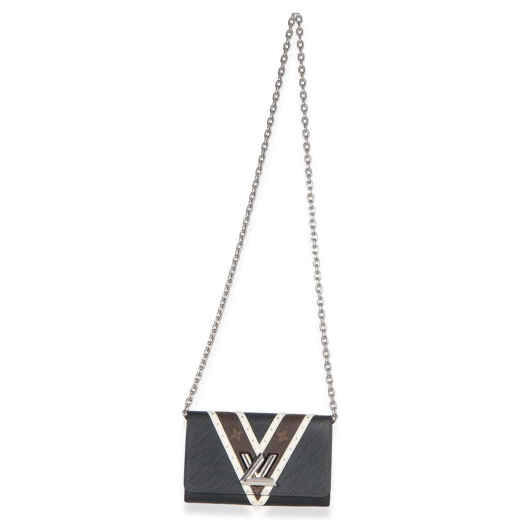 Black White V Monogram Canvas Twist Wallet on Chain