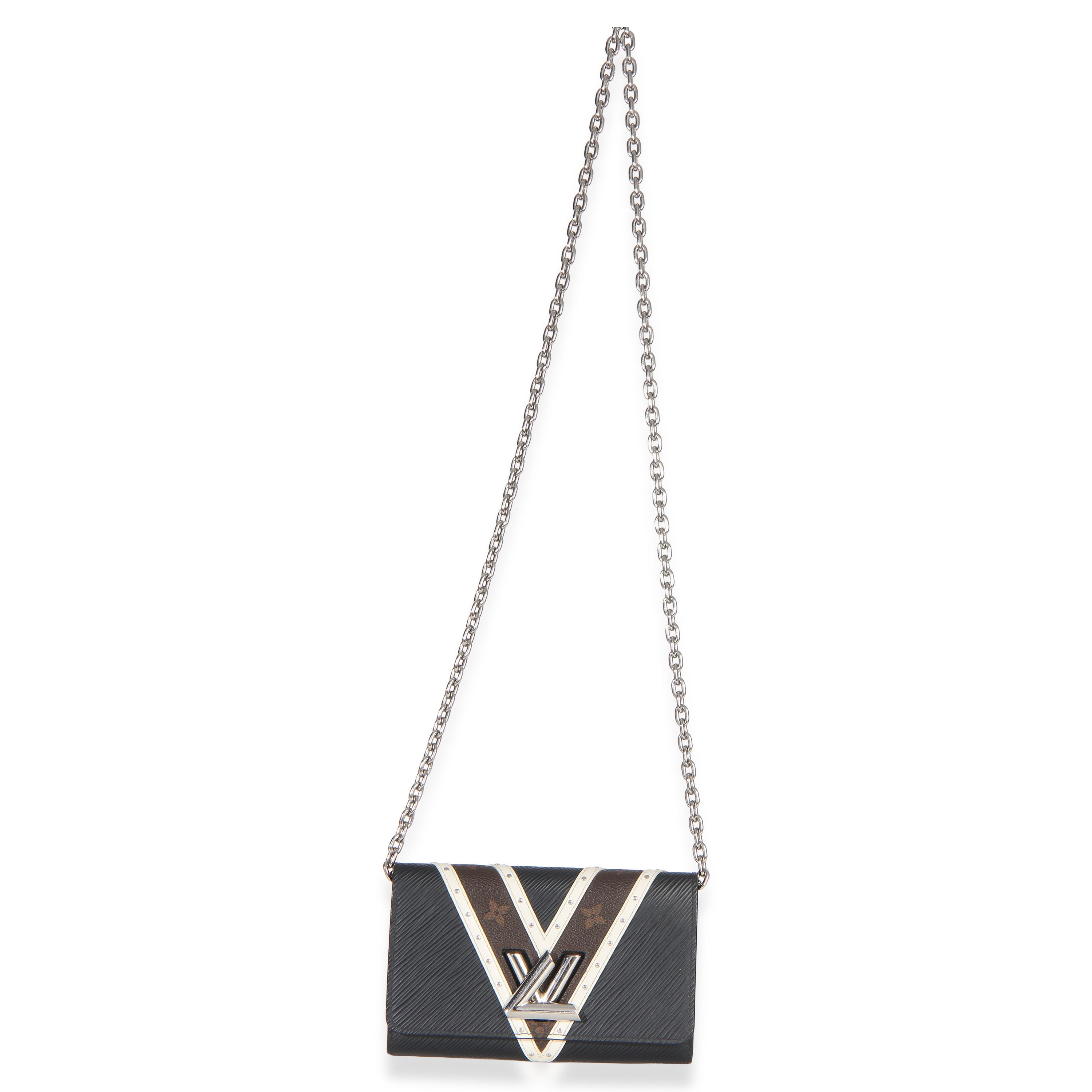 Black White V Monogram Canvas Twist Wallet on Chain