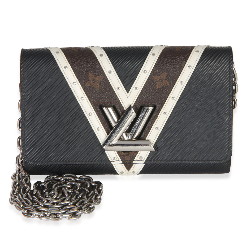 Black White V Monogram Canvas Twist Wallet on Chain