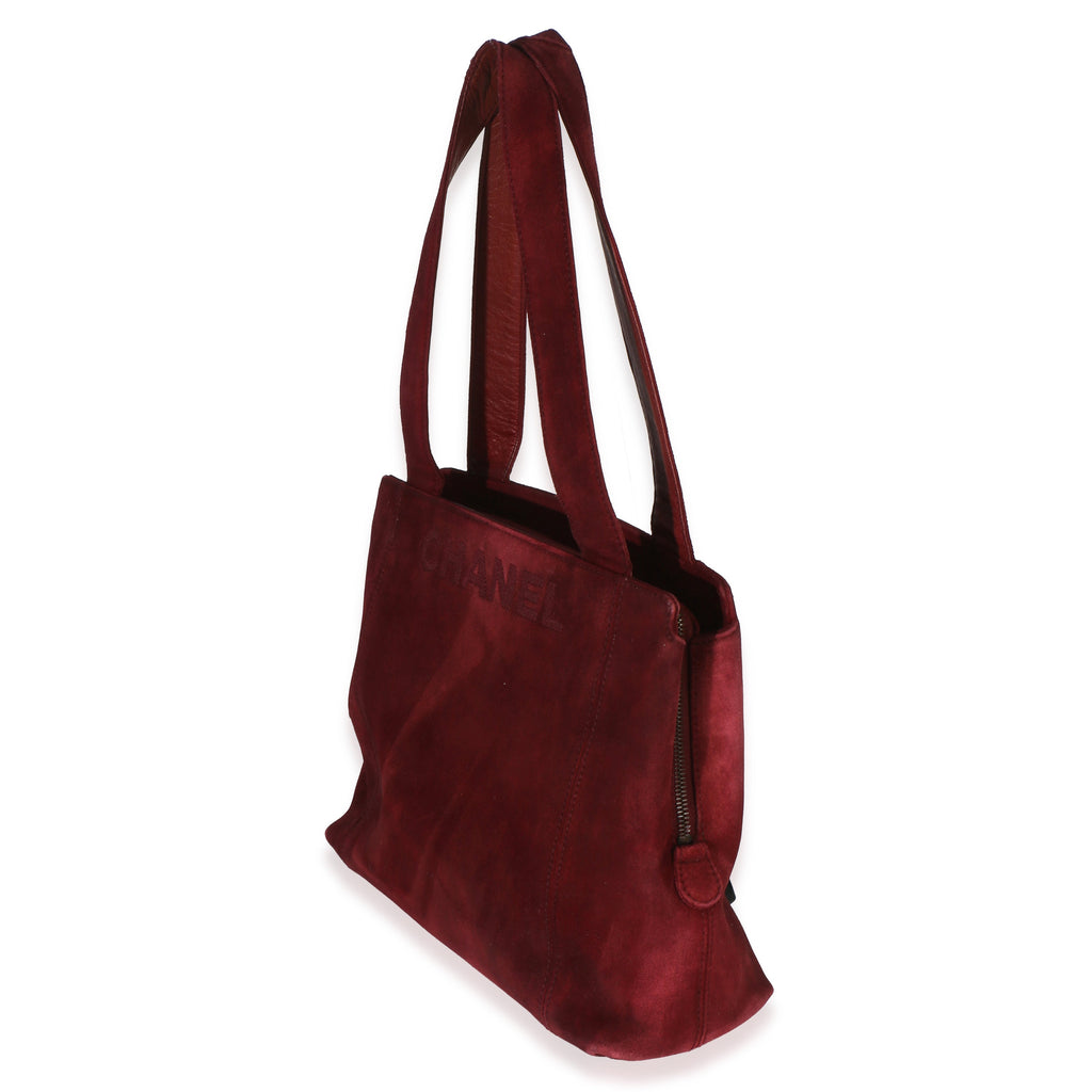 Vintage Red Suede Logo Small Tote