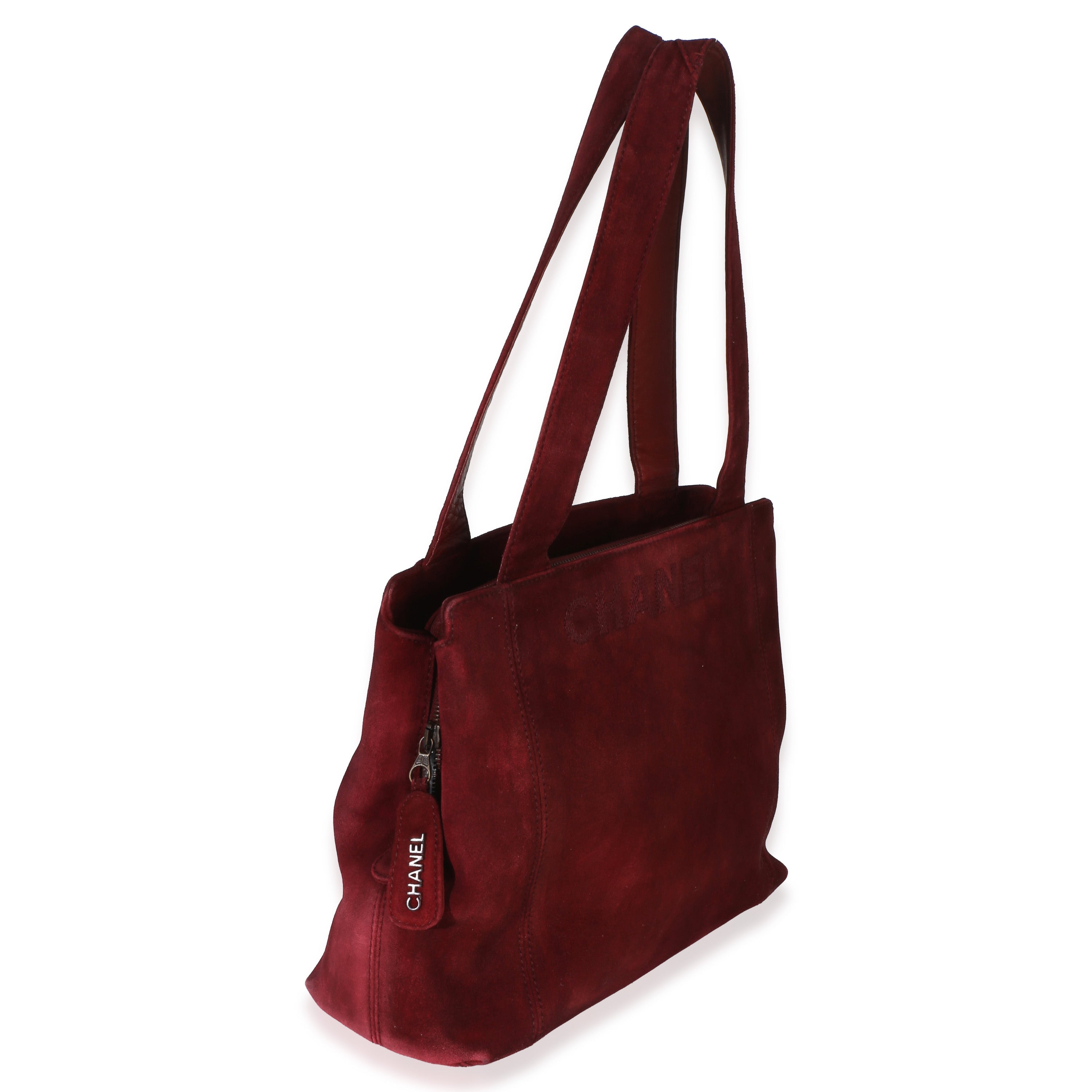 Vintage Red Suede Logo Small Tote