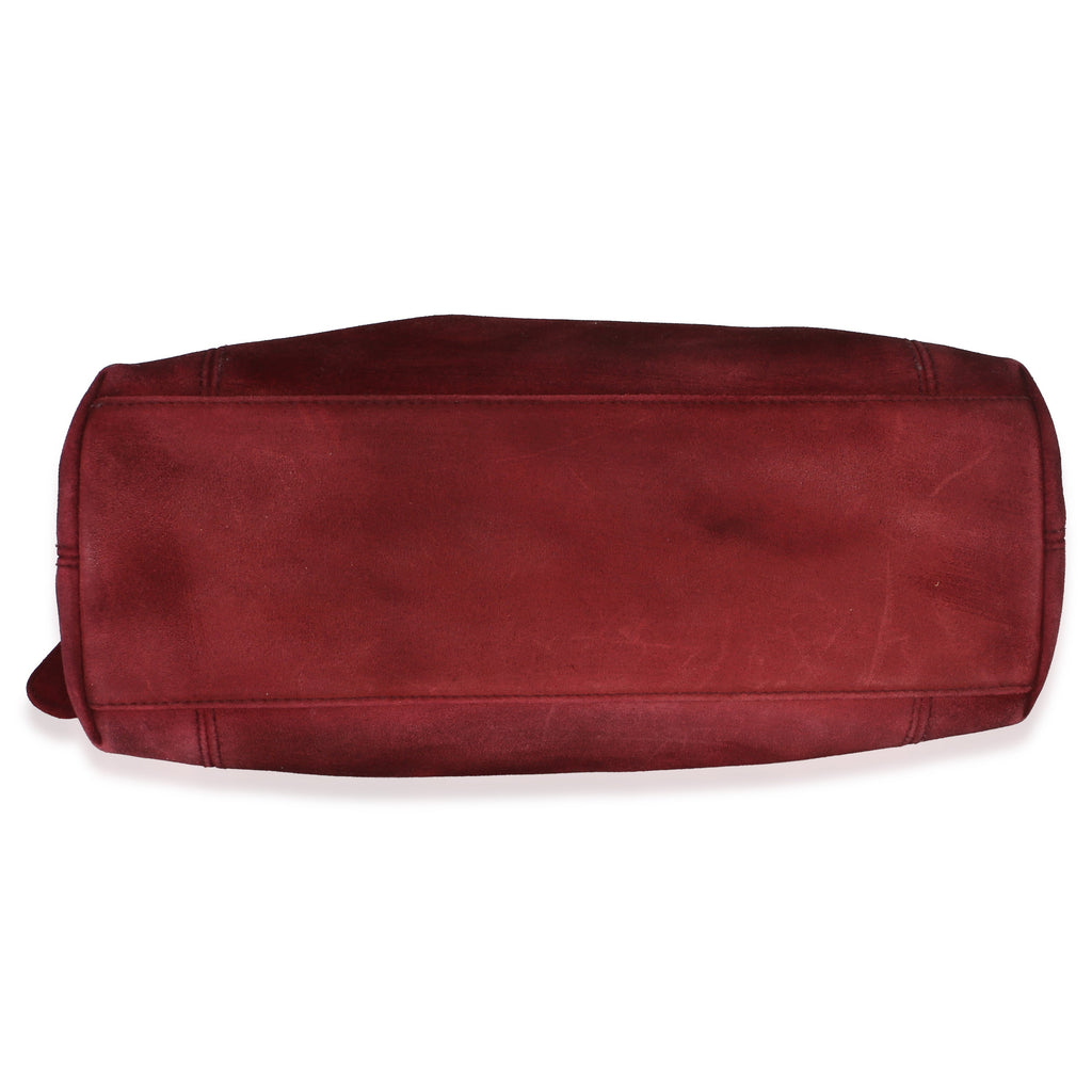 Vintage Red Suede Logo Small Tote