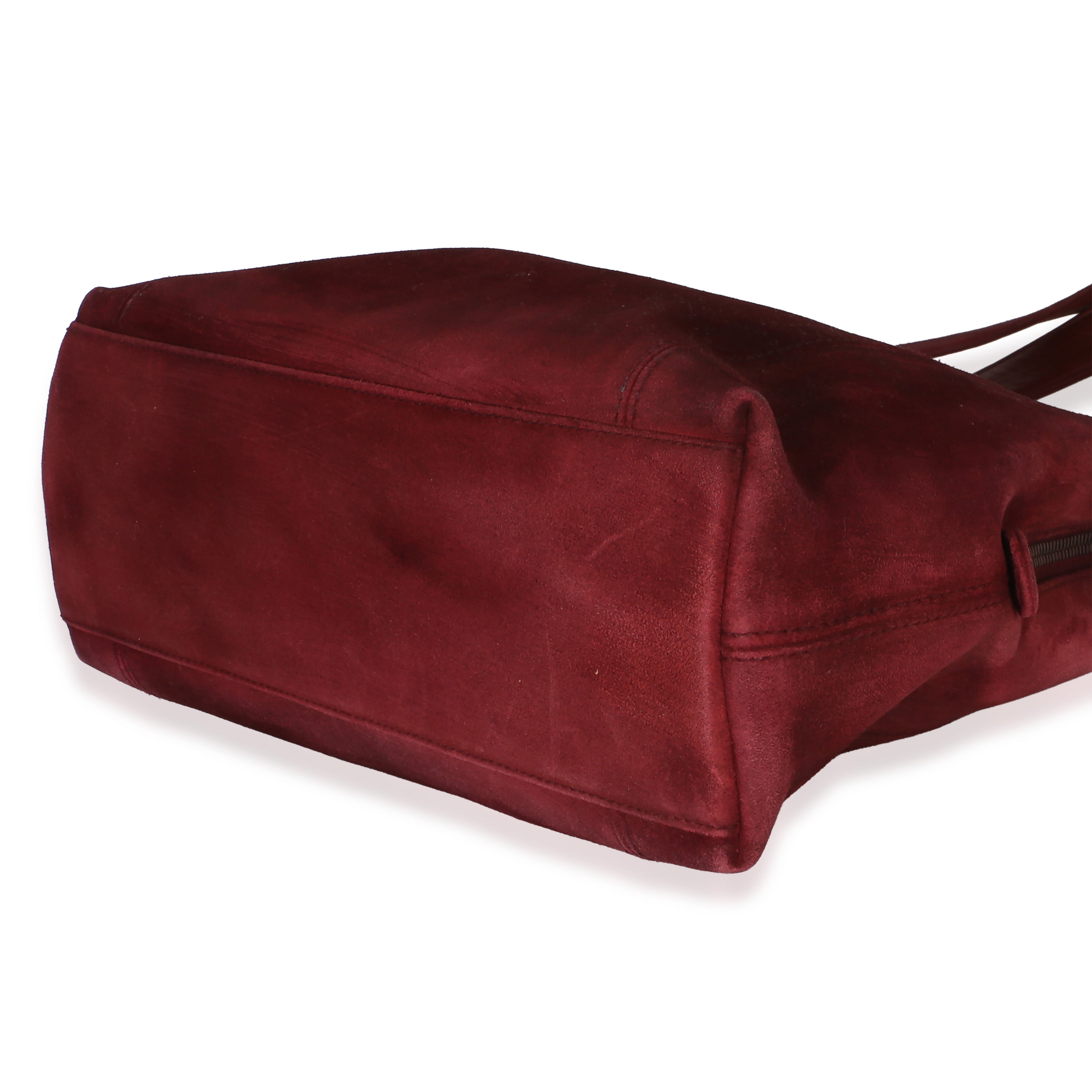Vintage Red Suede Logo Small Tote