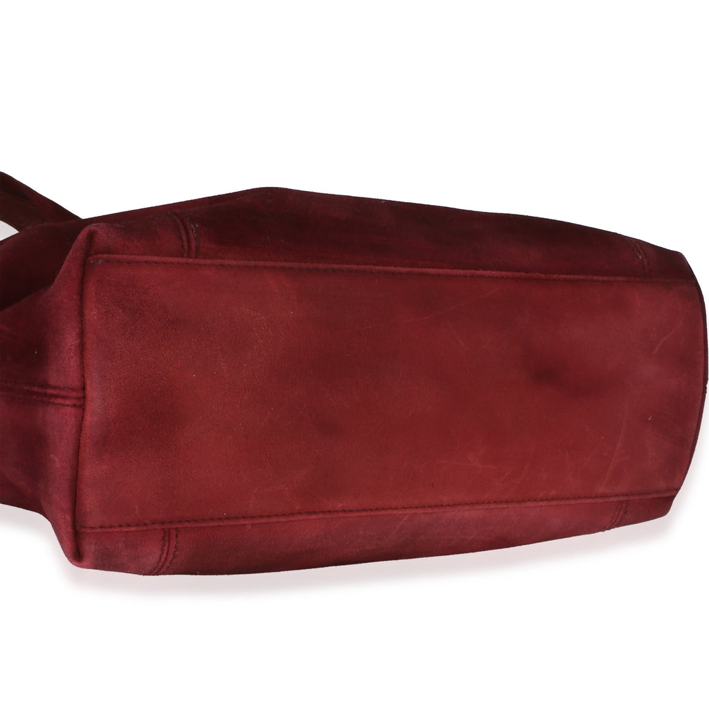 Vintage Red Suede Logo Small Tote