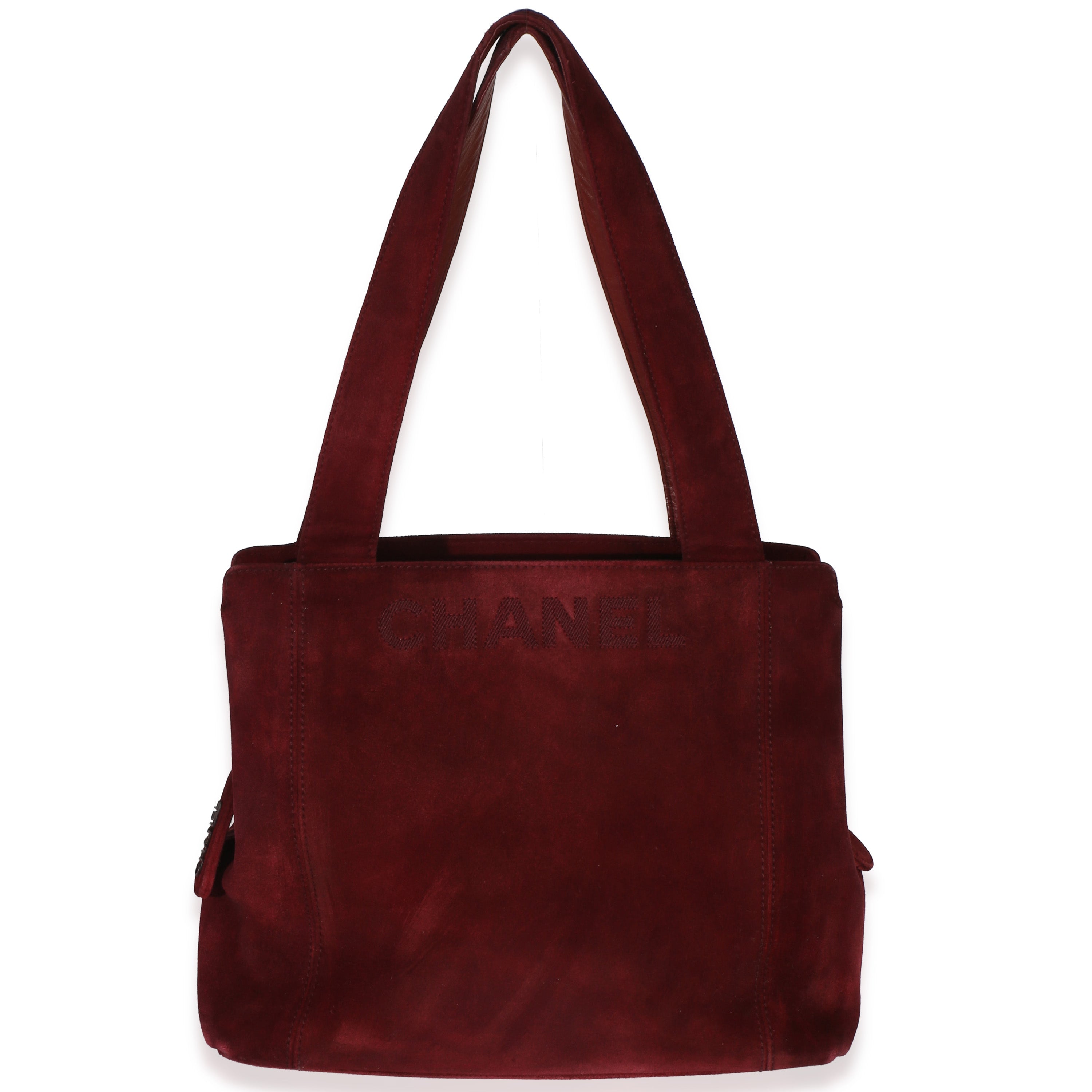 Vintage Red Suede Logo Small Tote