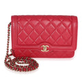 Red Quilted Lambskin Hold The Line CC Wallet On Chain