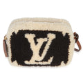 Brown Beige Monogram Teddy Fleece Beach Pouch