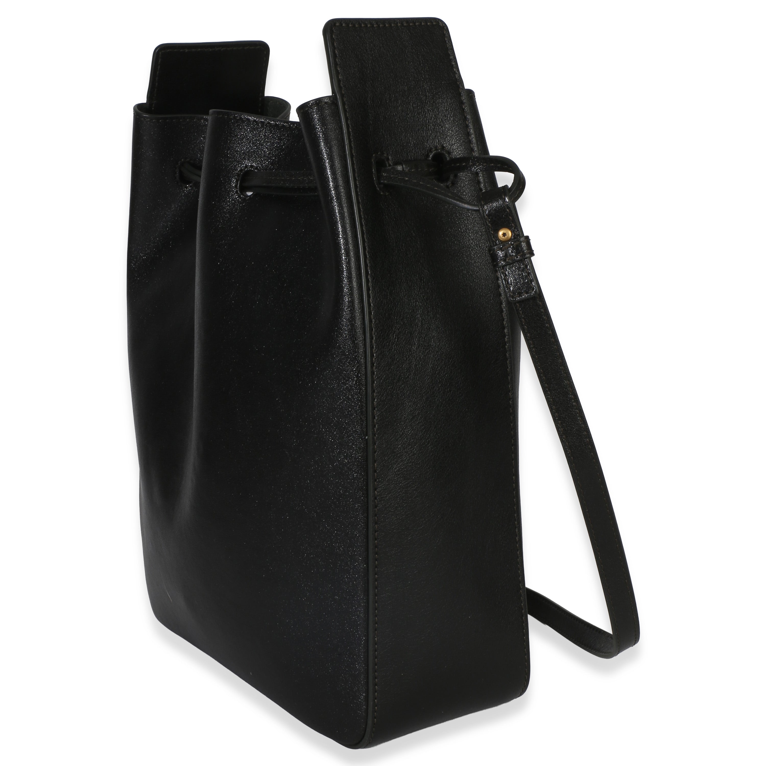 Black Calfskin Small Bucket Bag