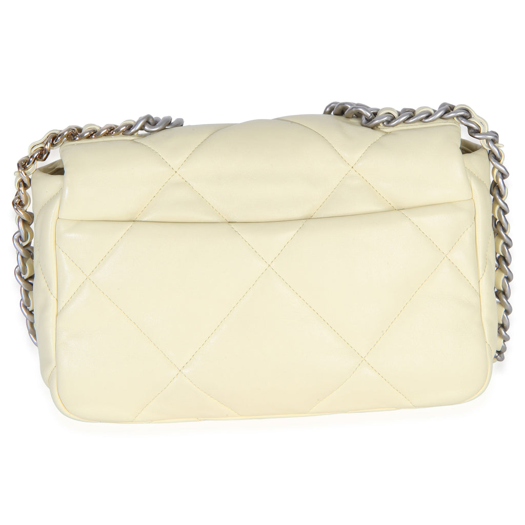Light Yellow Quilted Lambskin Medium Chanel 19 Flap Bag