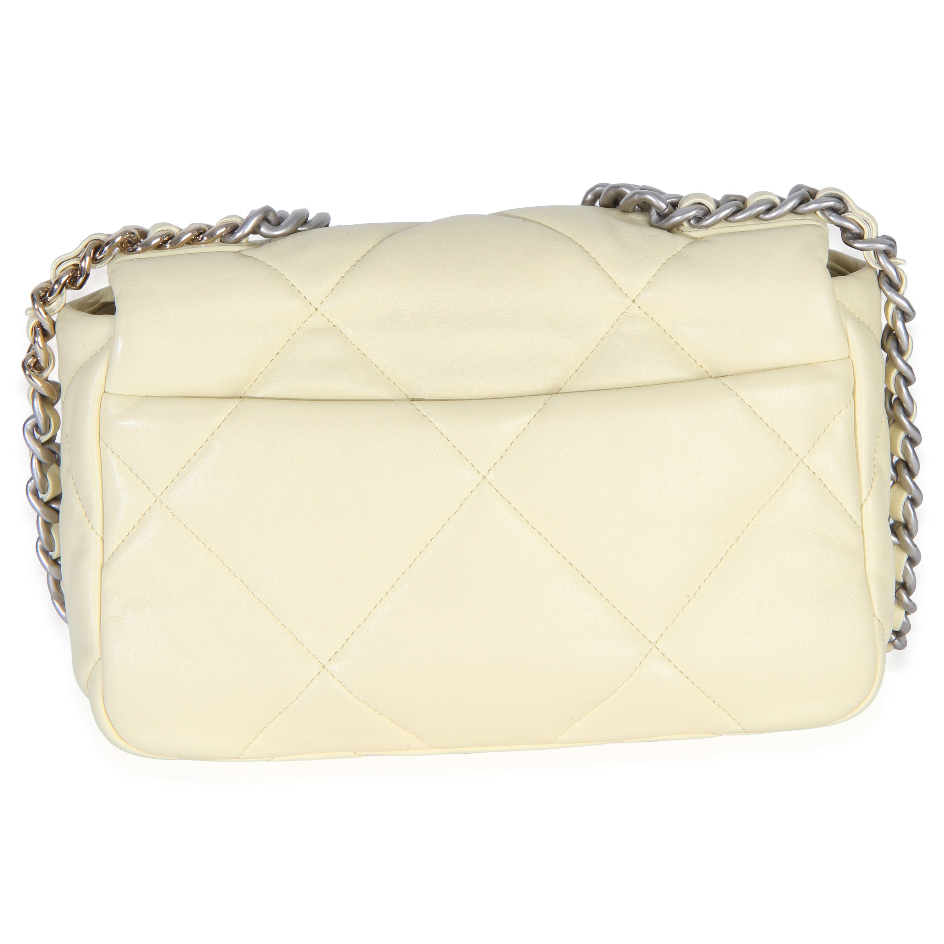 Light Yellow Quilted Lambskin Medium Chanel 19 Flap Bag