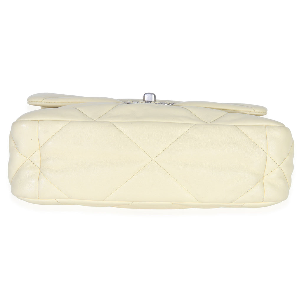 Light Yellow Quilted Lambskin Medium Chanel 19 Flap Bag