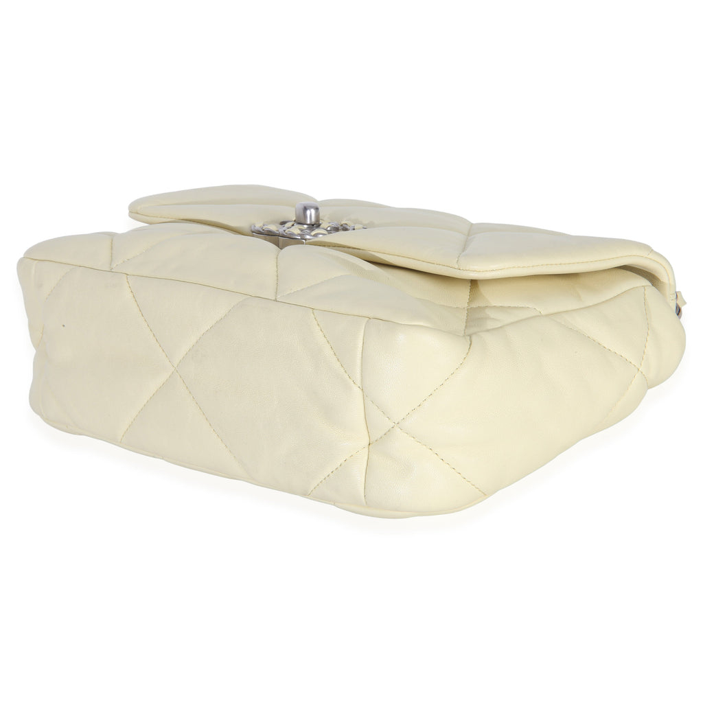 Light Yellow Quilted Lambskin Medium Chanel 19 Flap Bag