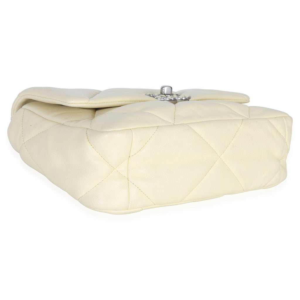 Light Yellow Quilted Lambskin Medium Chanel 19 Flap Bag