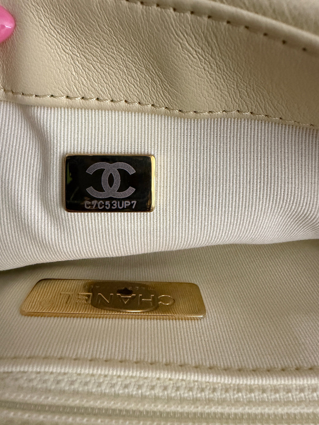 Light Yellow Quilted Lambskin Medium Chanel 19 Flap Bag