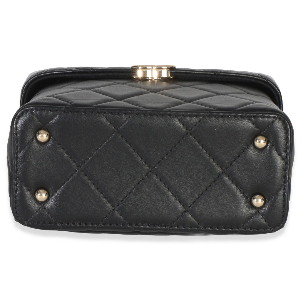 Black Quilted Lambskin Small Secret Box Bag