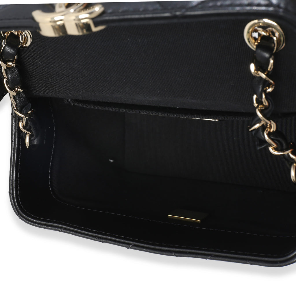 Black Quilted Lambskin Small Secret Box Bag
