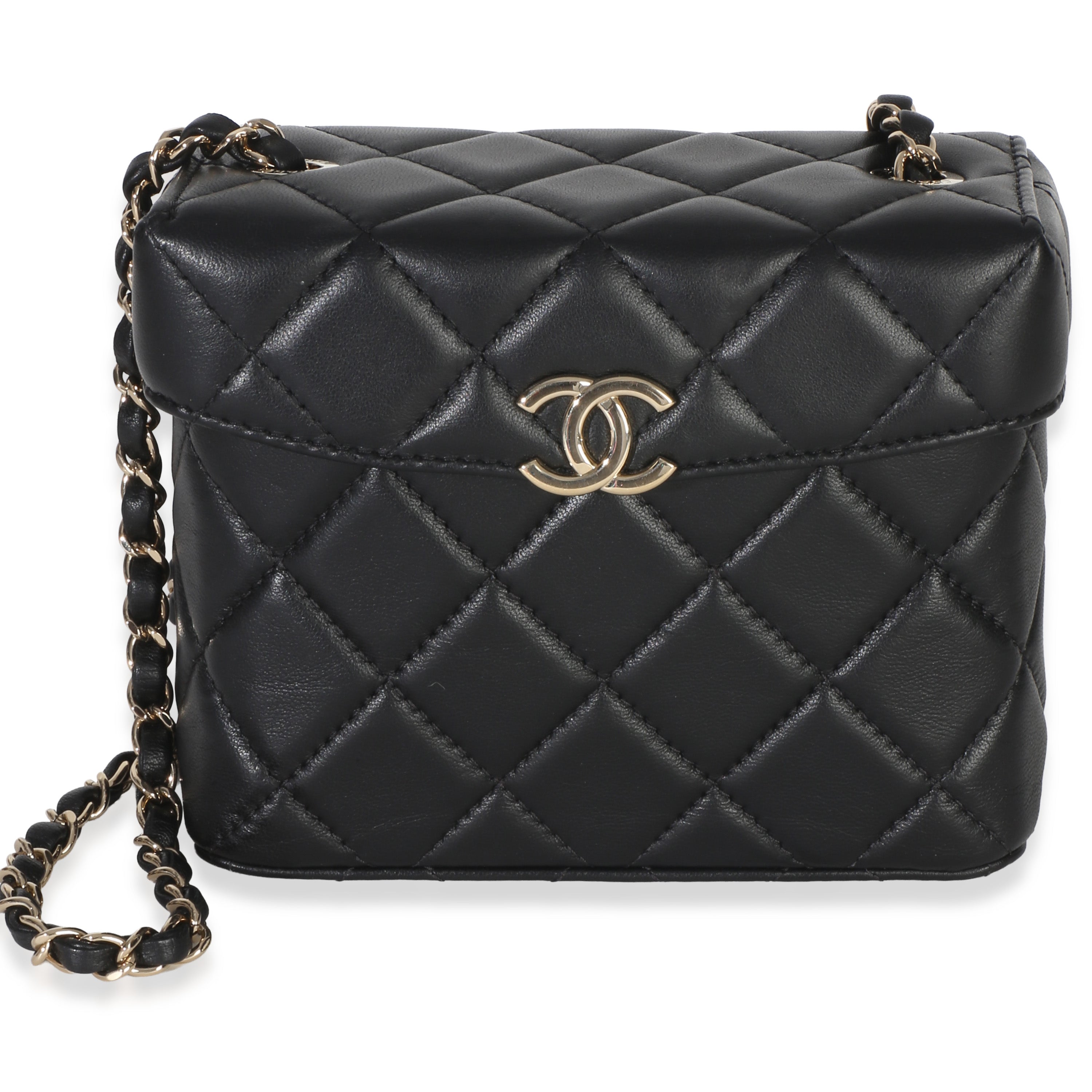 Black Quilted Lambskin Small Secret Box Bag