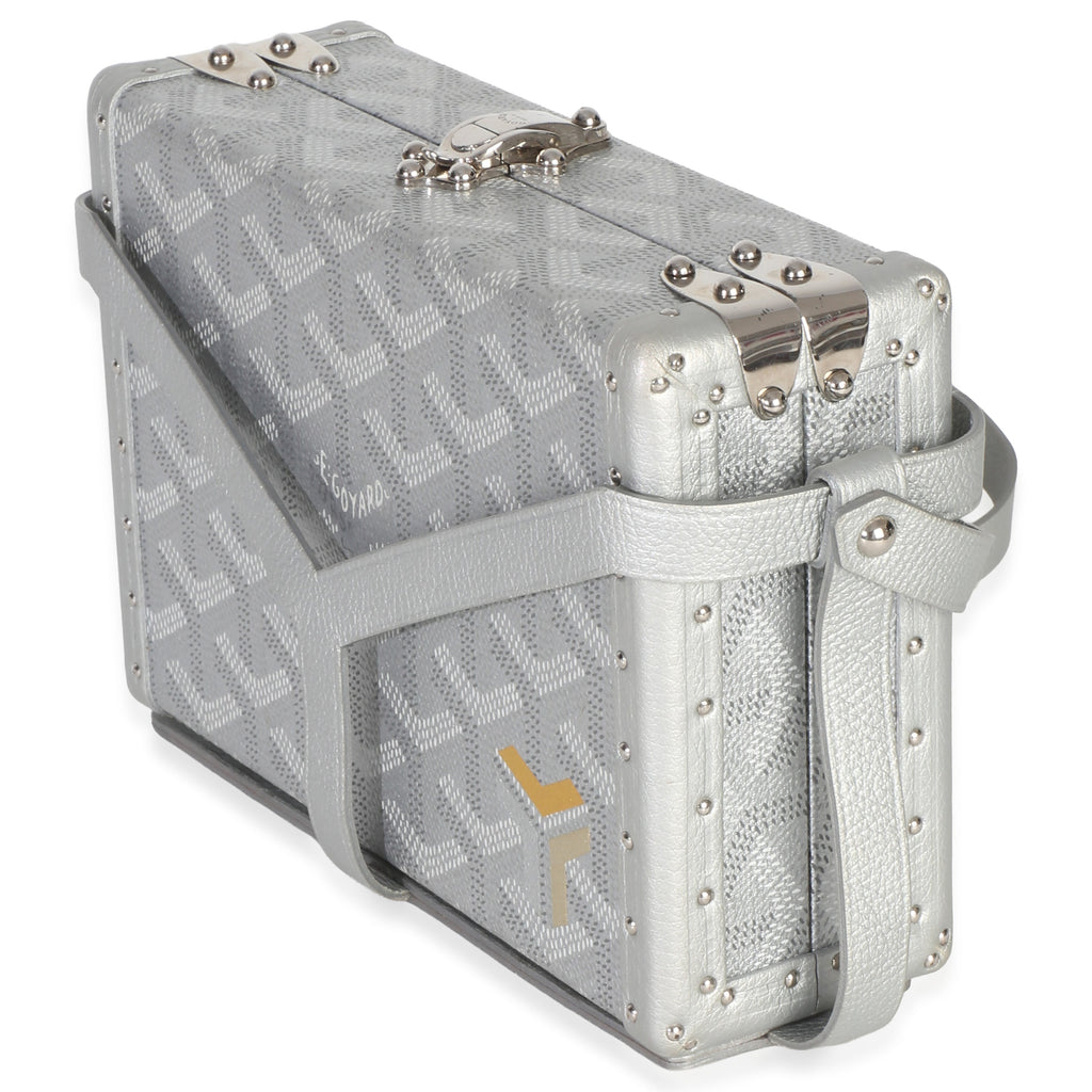Silver Precious Metals Goyardine Canvas Minaudiere Trunk