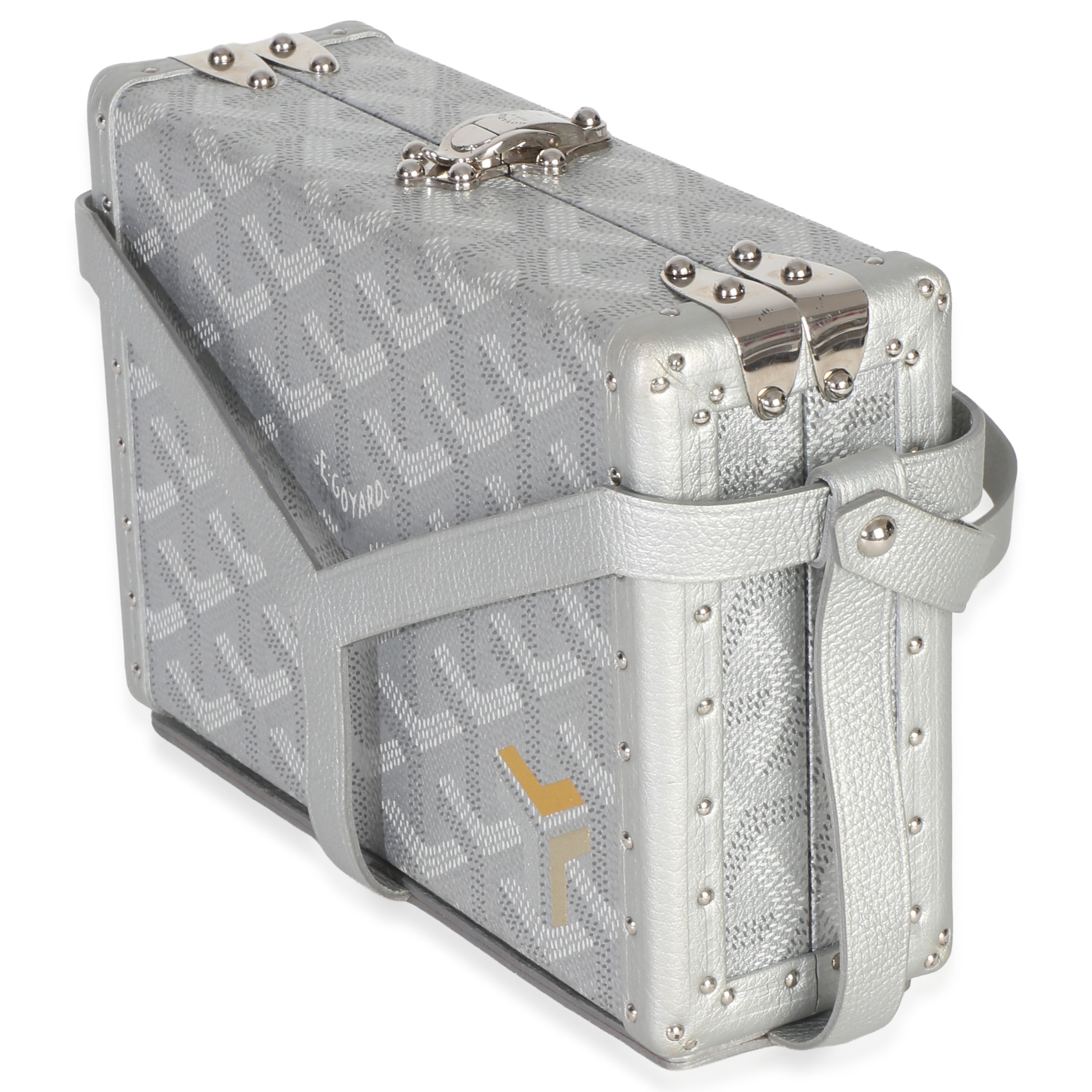 Silver Precious Metals Goyardine Canvas Minaudiere Trunk