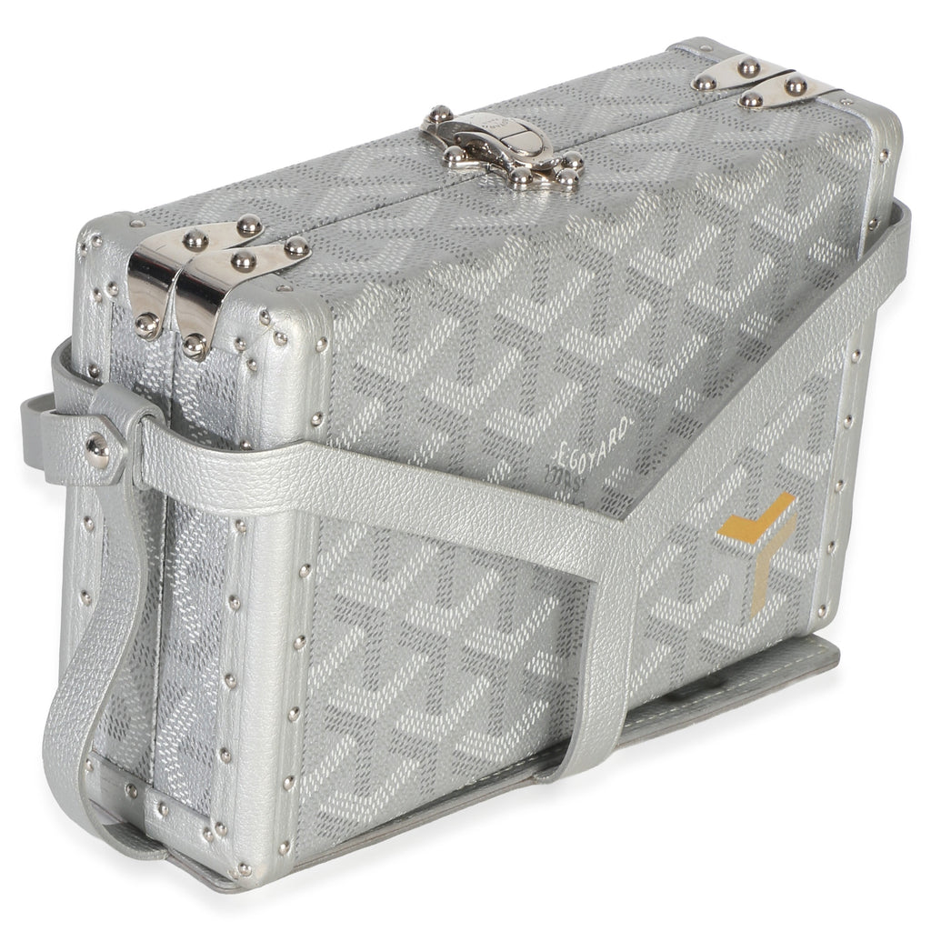 Silver Precious Metals Goyardine Canvas Minaudiere Trunk