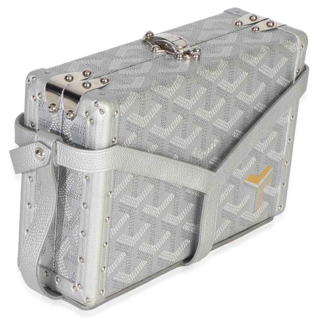 Silver Precious Metals Goyardine Canvas Minaudiere Trunk