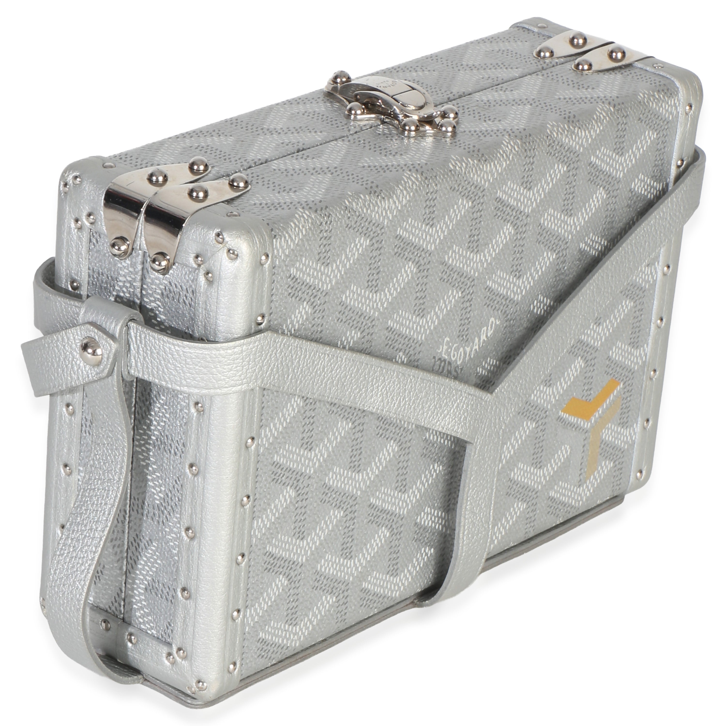 Silver Precious Metals Goyardine Canvas Minaudiere Trunk