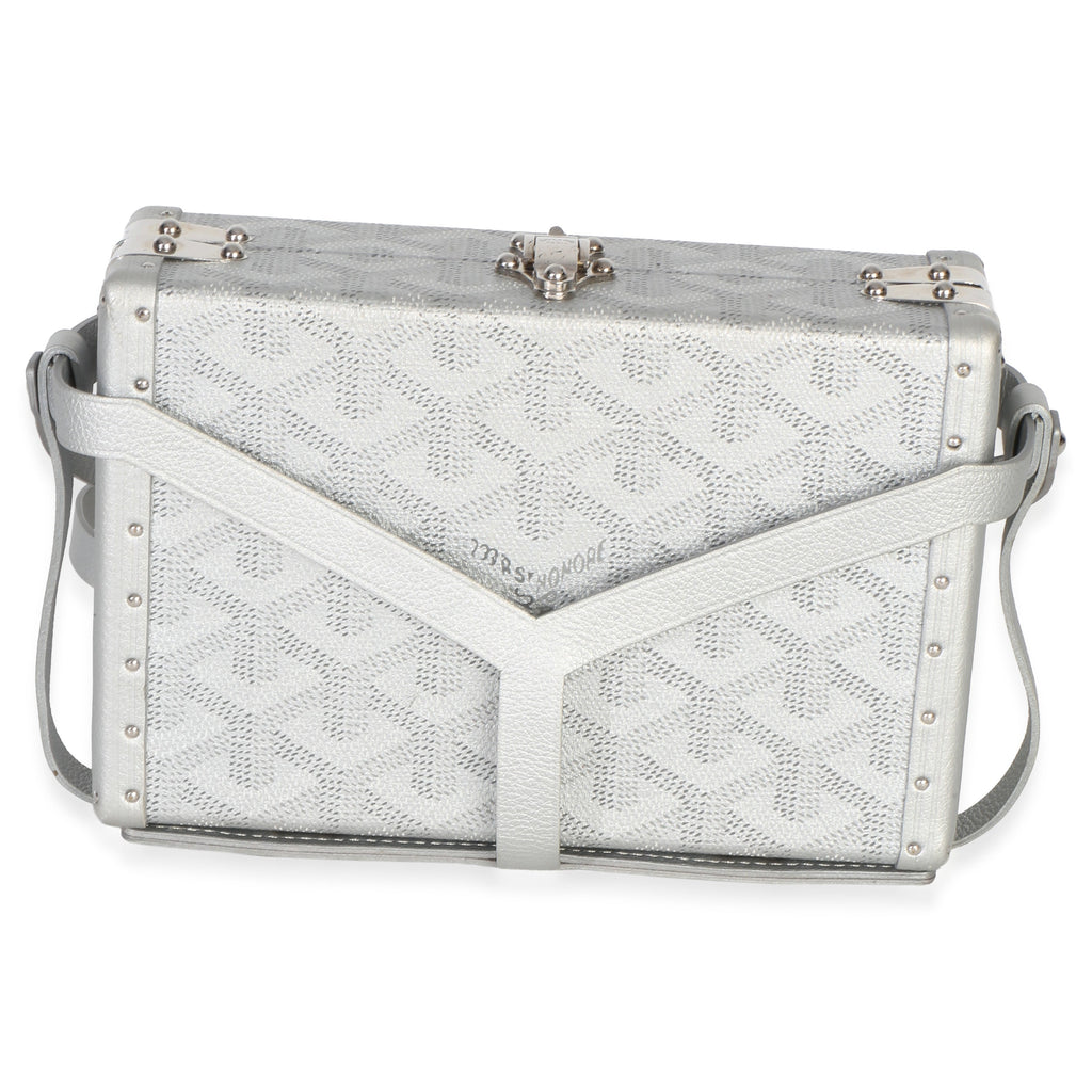 Silver Precious Metals Goyardine Canvas Minaudiere Trunk