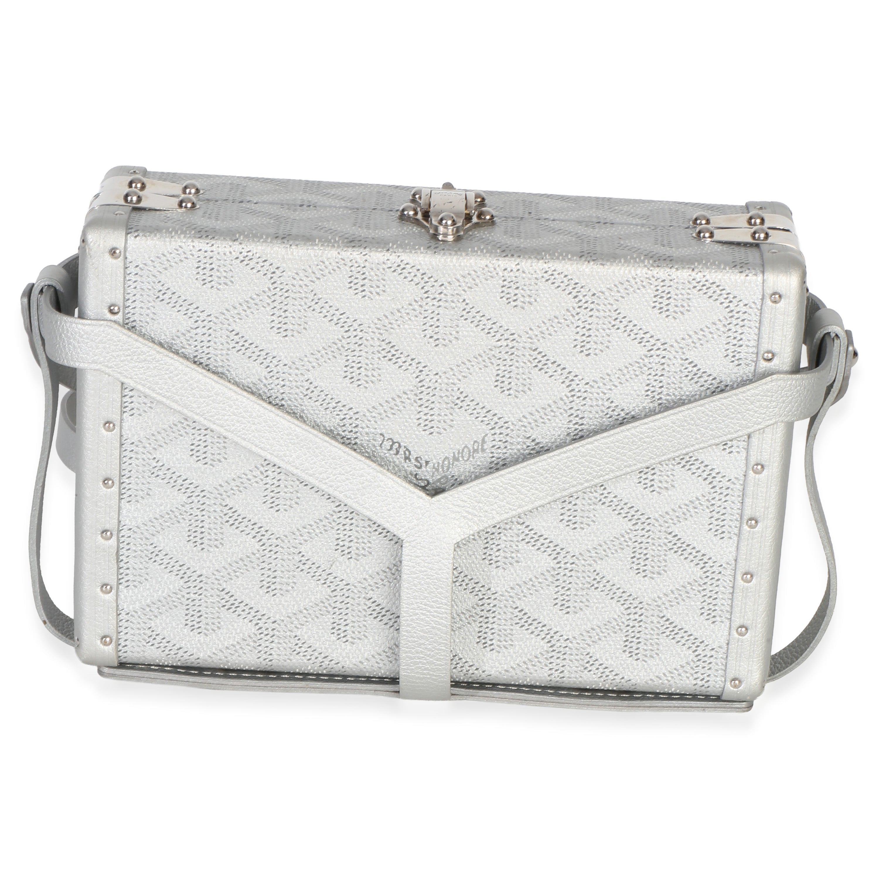 Silver Precious Metals Goyardine Canvas Minaudiere Trunk