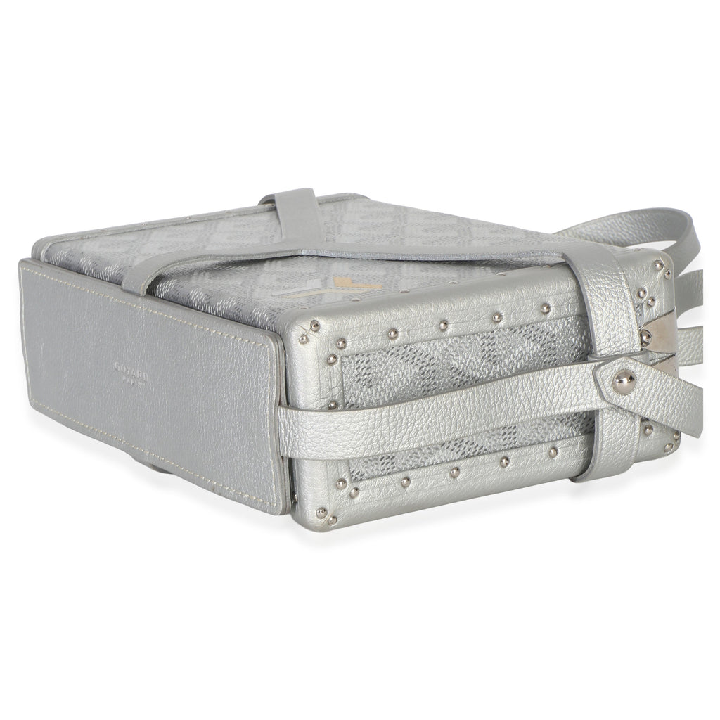 Silver Precious Metals Goyardine Canvas Minaudiere Trunk