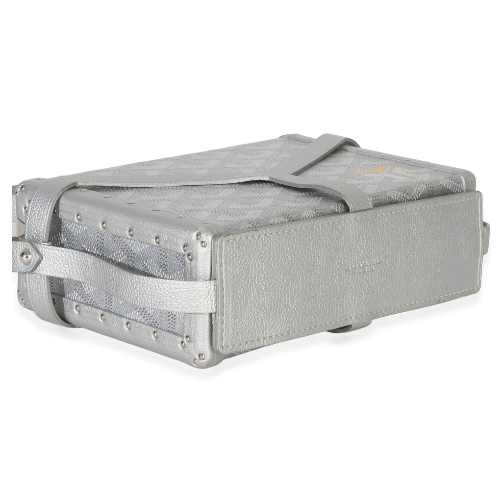 Silver Precious Metals Goyardine Canvas Minaudiere Trunk