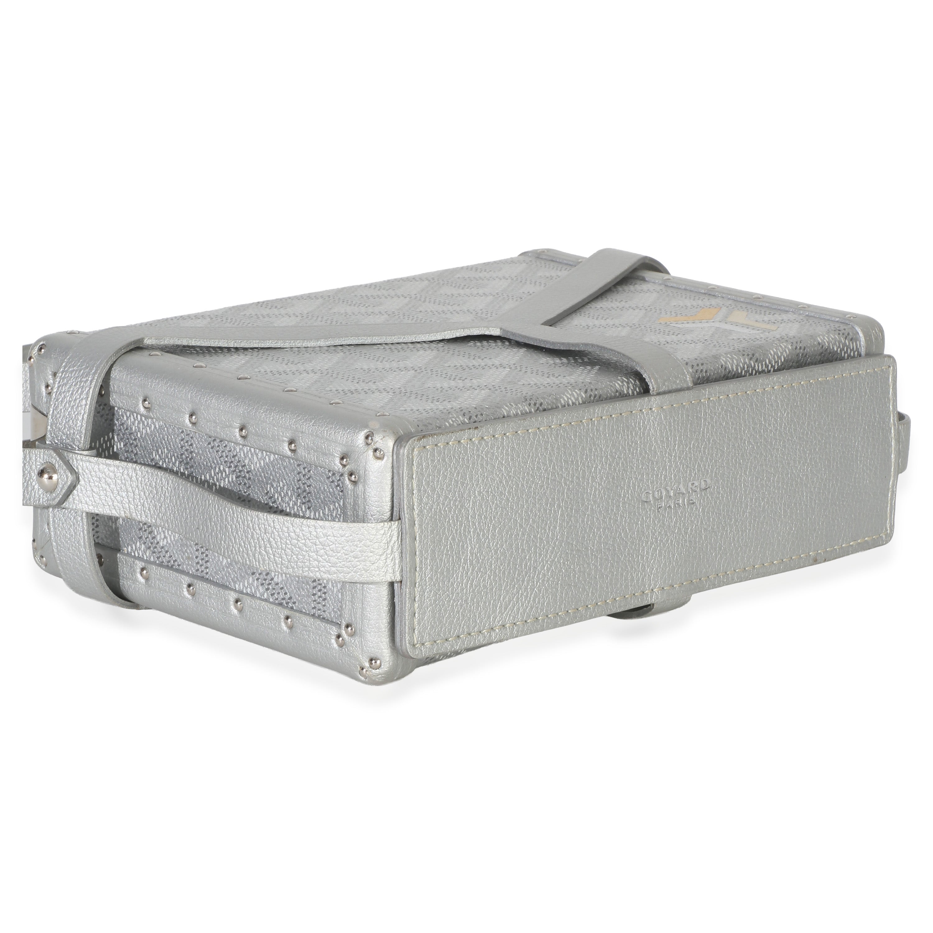 Silver Precious Metals Goyardine Canvas Minaudiere Trunk