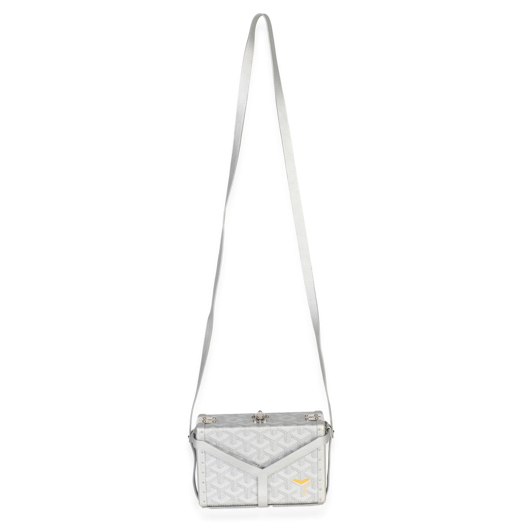 Silver Precious Metals Goyardine Canvas Minaudiere Trunk