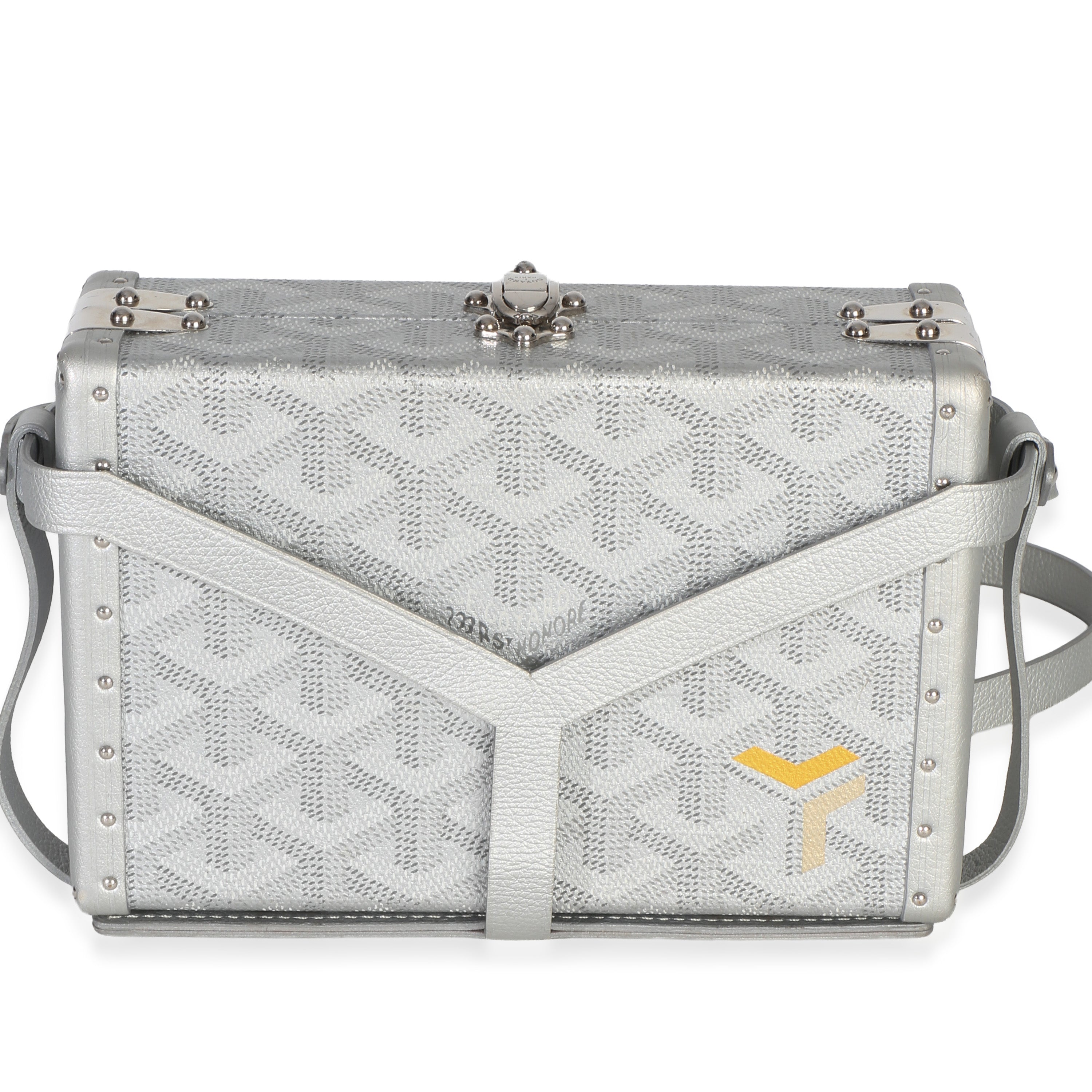 Silver Precious Metals Goyardine Canvas Minaudiere Trunk