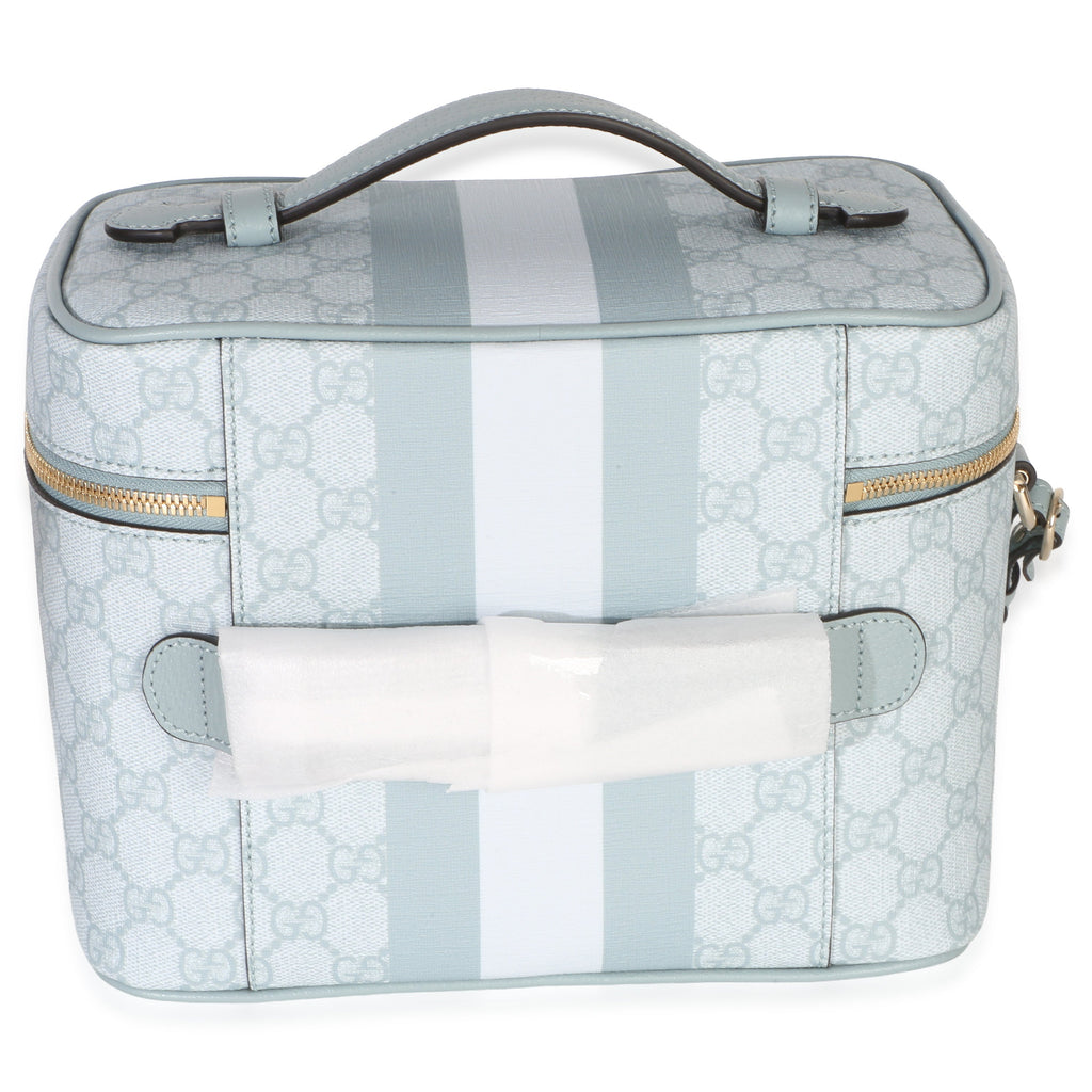 Light Blue GG Supreme Monogram Dollar Calfskin Medium Savoy Vanity Case