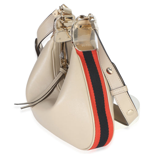 Beige Smooth Calfskin Web Small Attache Shoulder Bag
