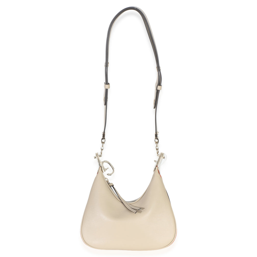Beige Smooth Calfskin Web Small Attache Shoulder Bag
