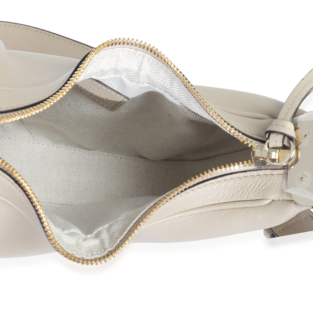 Beige Smooth Calfskin Web Small Attache Shoulder Bag
