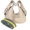 Beige Smooth Calfskin Web Small Attache Shoulder Bag