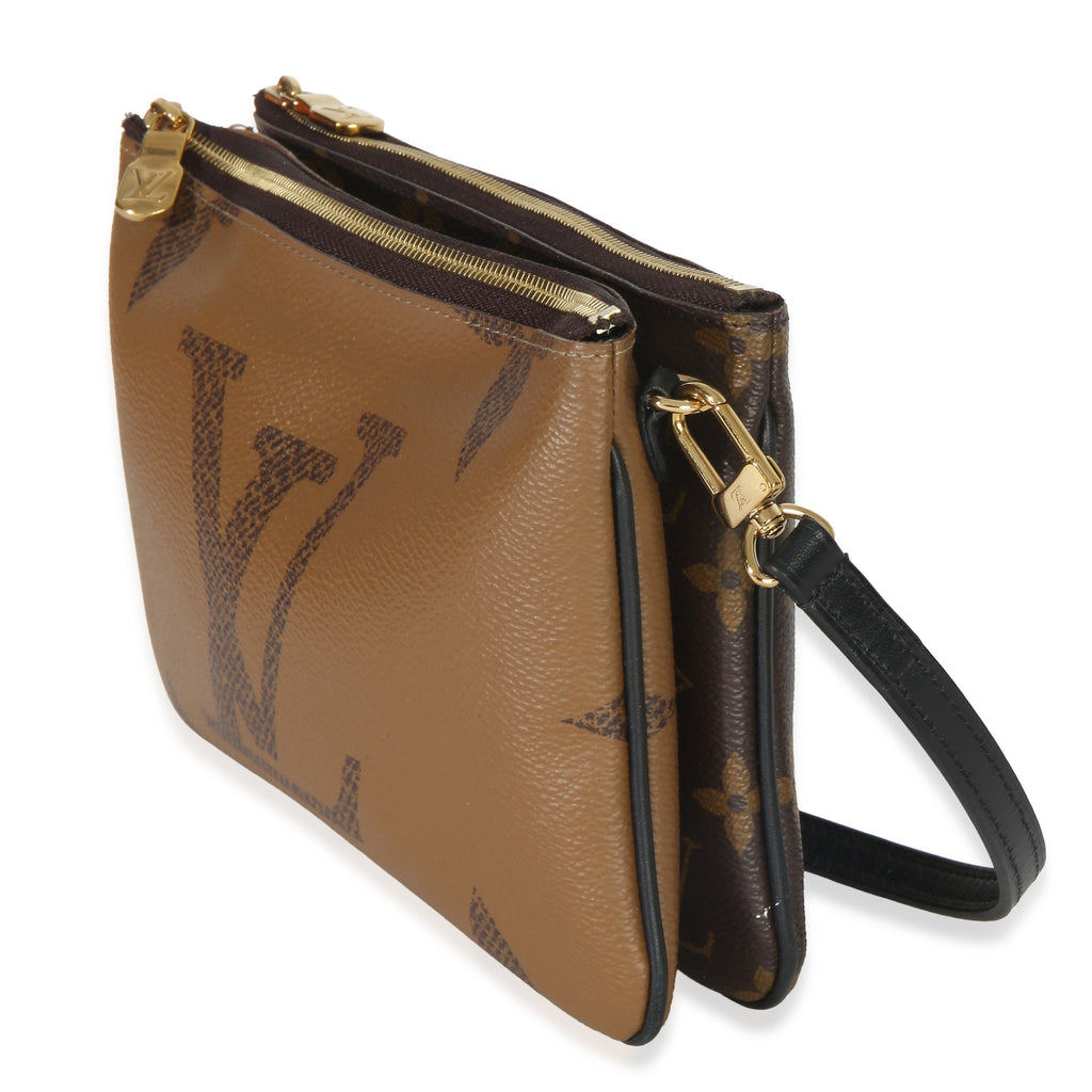 Reverse Monogram Giant Canvas Double Zip Pochette