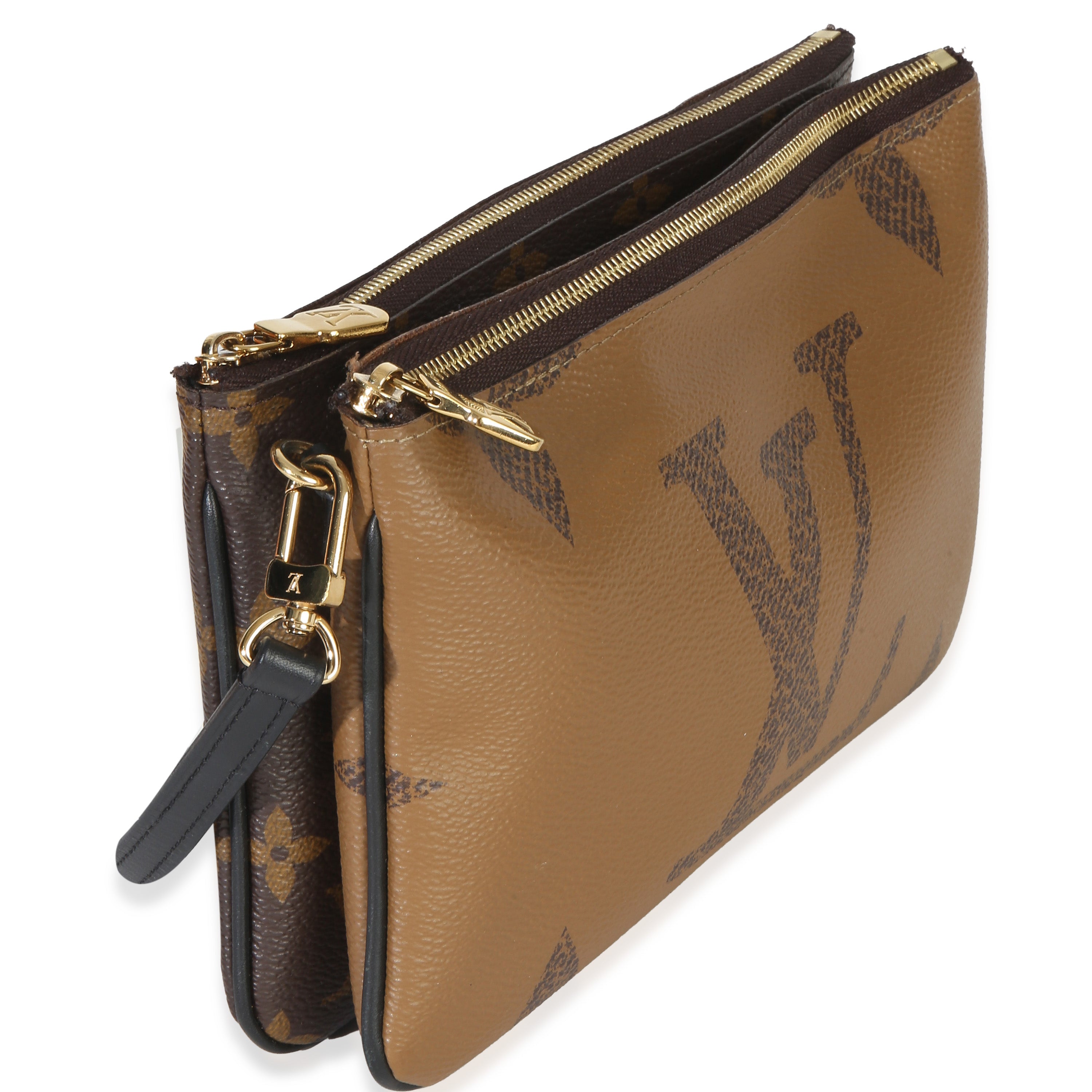 Reverse Monogram Giant Canvas Double Zip Pochette