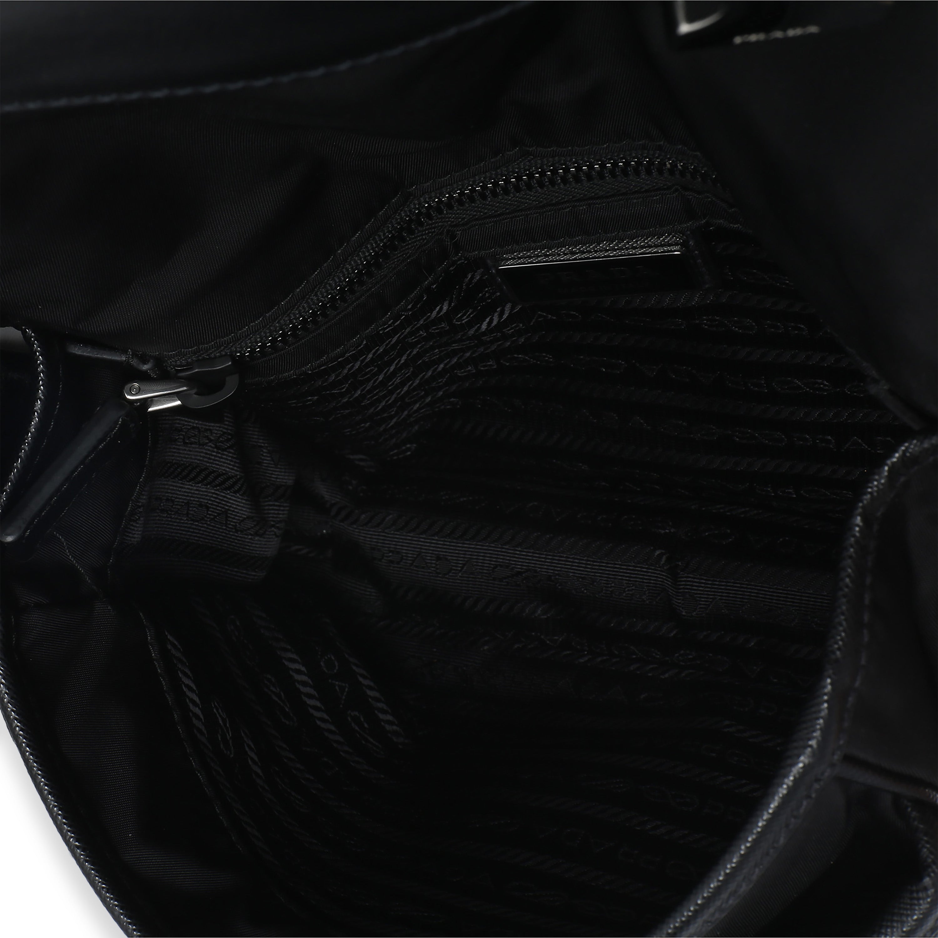 Black Re-Nylon Saffiano Double Buckle Messenger Bag