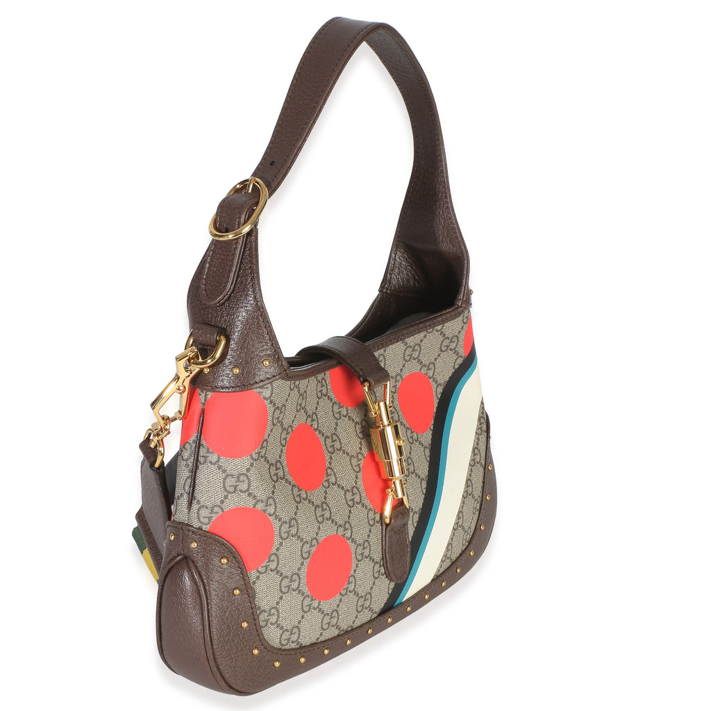 Beige GG Supreme Monogram Canvas Web Geometric Studded Small Jackie 1961 H