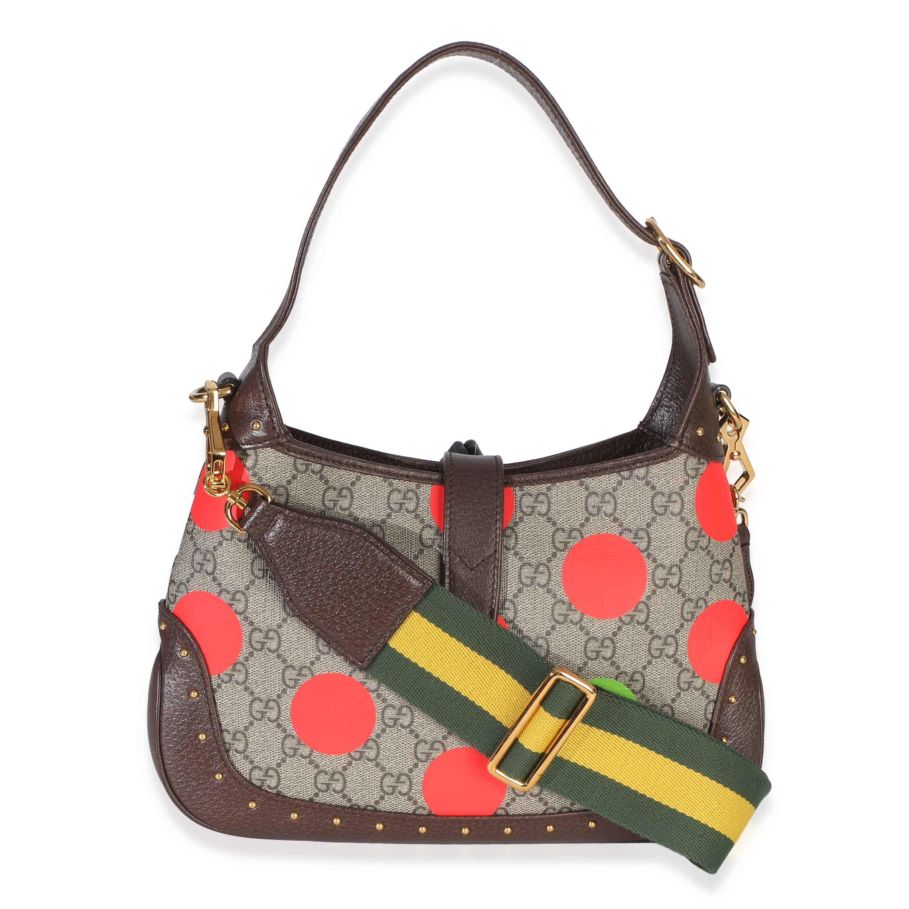 Beige GG Supreme Monogram Canvas Web Geometric Studded Small Jackie 1961 H