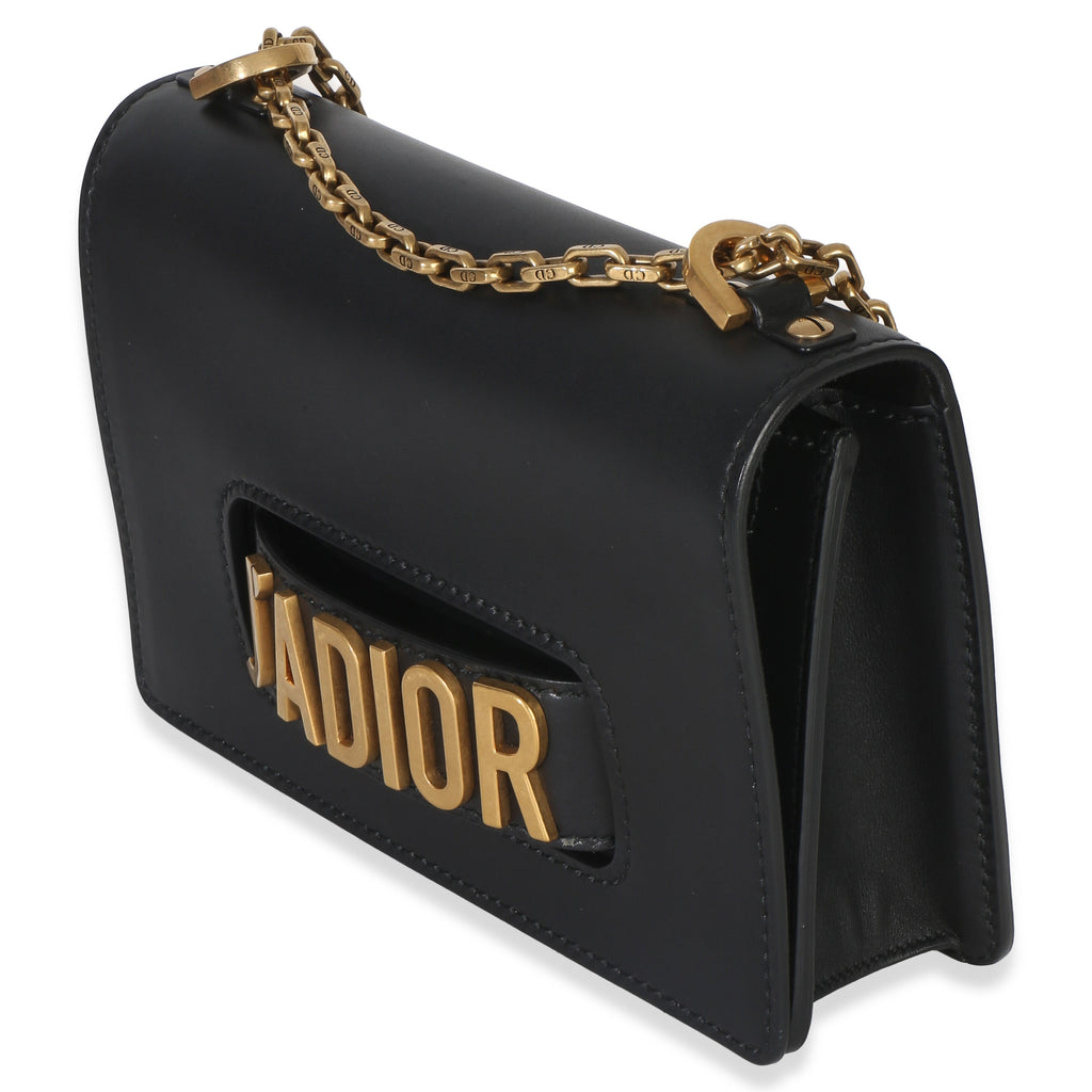 Black Smooth Calfskin JAdior Chain Flap Bag