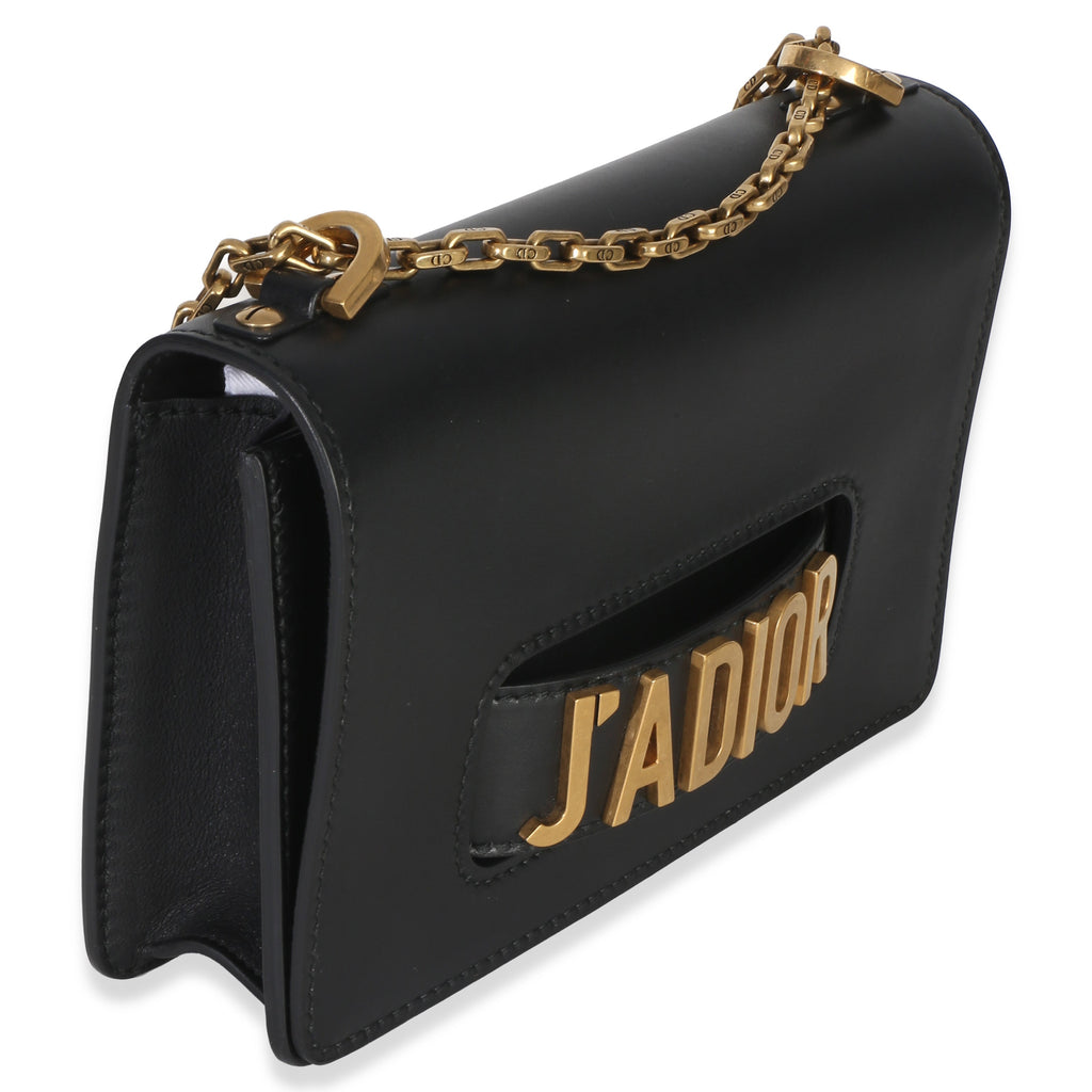 Black Smooth Calfskin JAdior Chain Flap Bag