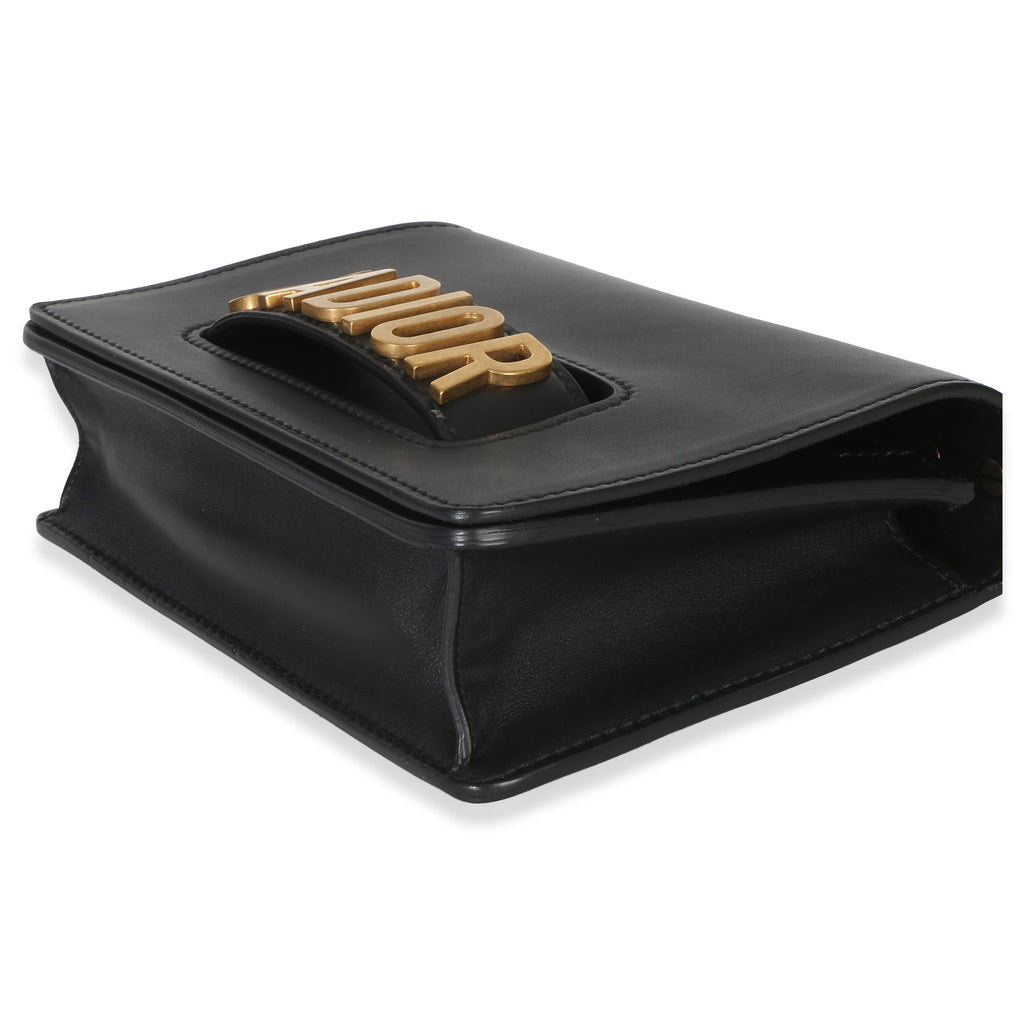 Black Smooth Calfskin JAdior Chain Flap Bag