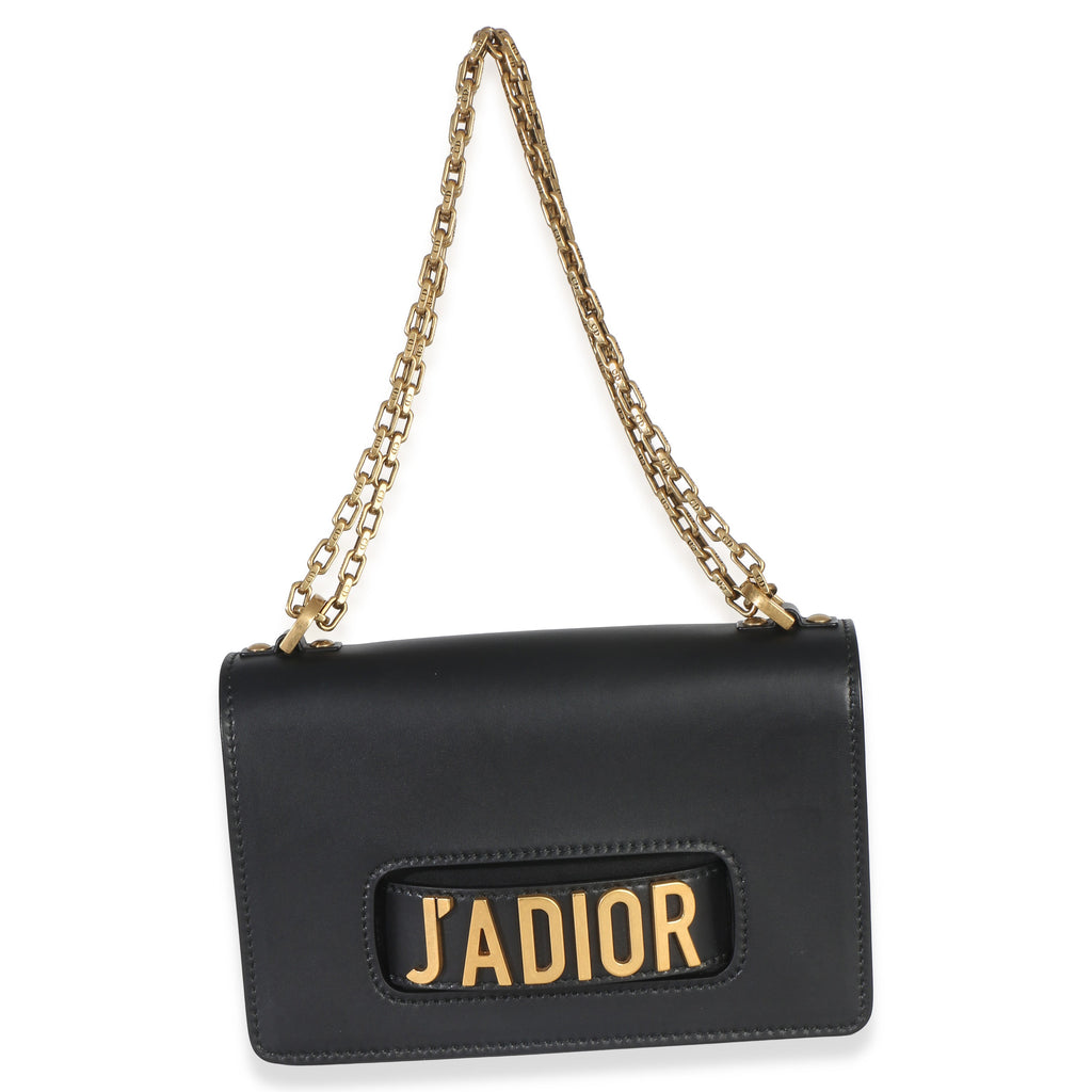 Black Smooth Calfskin JAdior Chain Flap Bag